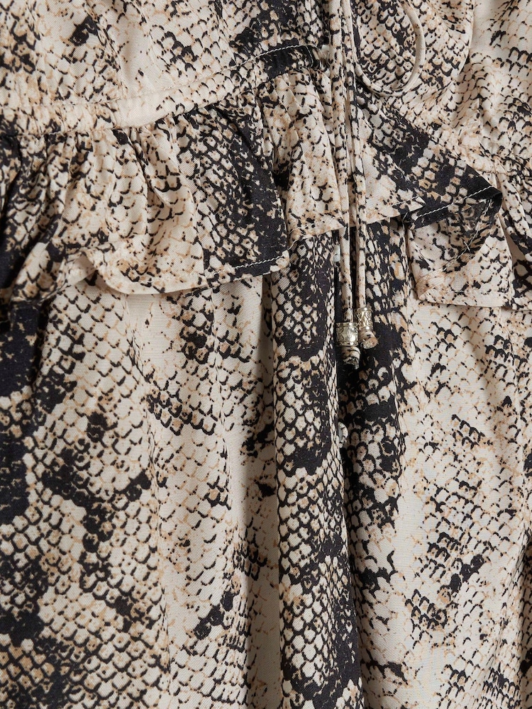 River Island Grey V-Neck Snake Tea Mini Dress - Image 4 of 4