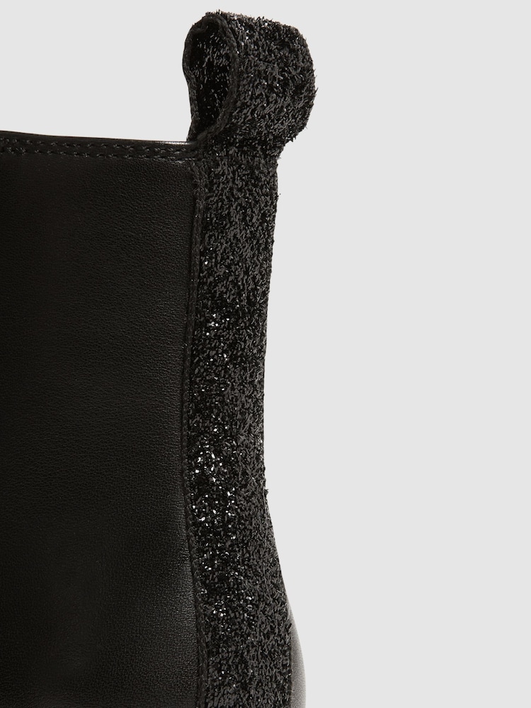 Reiss Black Mia Leather Sparkle Chelsea Boots - Image 5 of 5