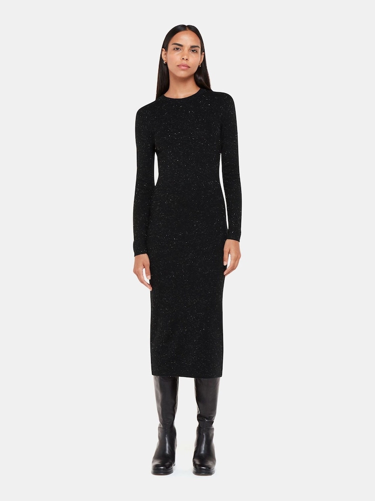 Whistles Black Sparkle Knit Annie Dress - Image 1 of 5