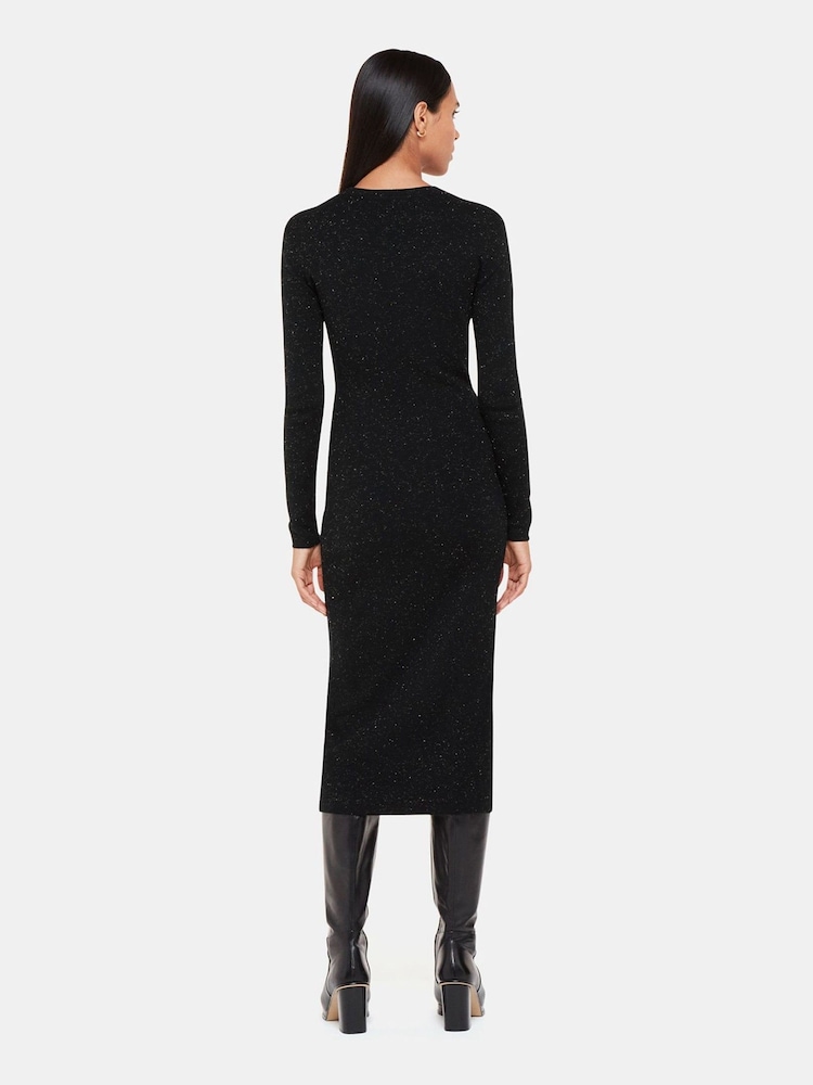 Whistles Black Sparkle Knit Annie Dress - Image 2 of 5