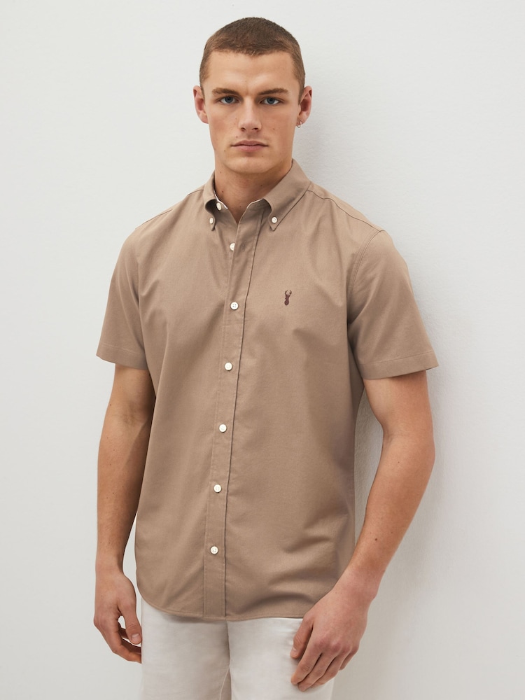 Stone Natural Slim Fit Short Sleeve Oxford Shirt - Image 1 of 6
