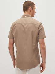 Stone Natural Slim Fit Short Sleeve Oxford Shirt - Image 3 of 6