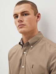 Stone Natural Slim Fit Short Sleeve Oxford Shirt - Image 5 of 6