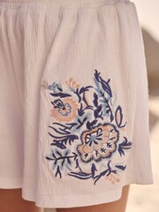 White Embroidered Pretty Jersey Shorts (3-16yrs) - Image 3 of 5