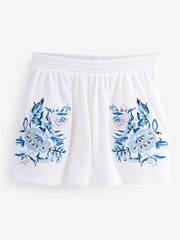 White Embroidered Pretty Jersey Shorts (3-16yrs) - Image 4 of 5