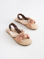 Rose Gold Leather Knotted Sandals - Image 1 of 5