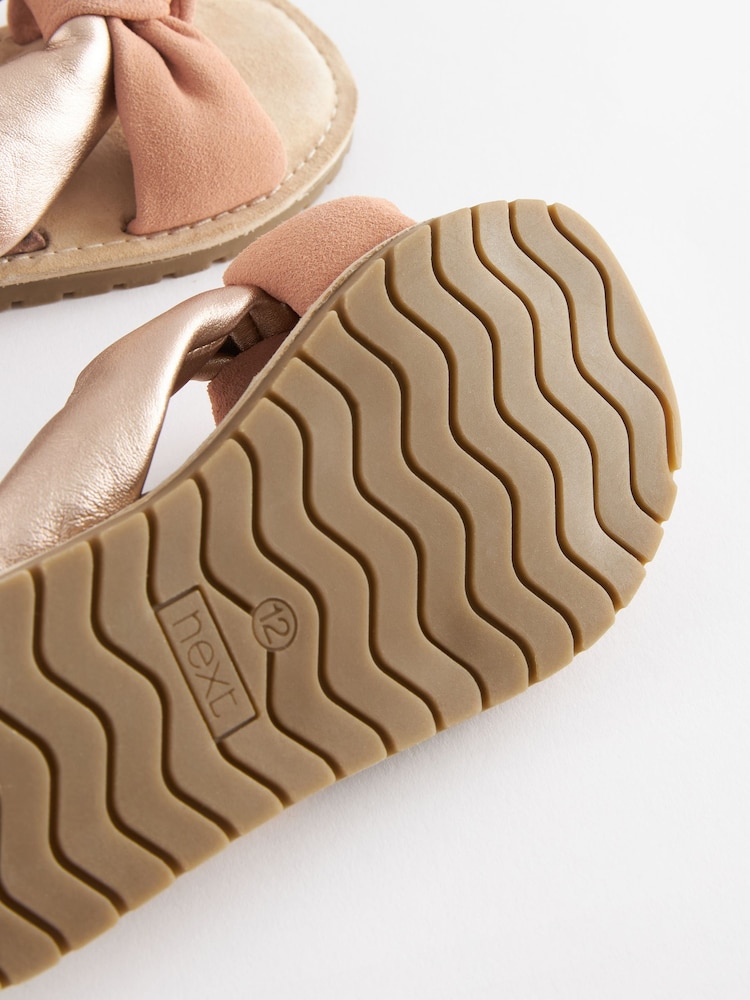 Rose Gold Leather Knotted Sandals - Image 5 of 5