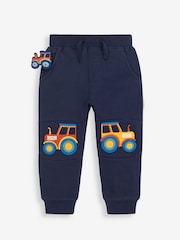 JoJo Maman Bébé Navy Blue Tractor Appliqué Knee Joggers With Pet In Pocket - Image 1 of 2
