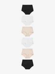 Noir / Rose pastel Nude / Blanc - Culotte en coton riche 6 Pack - Image 1 de 4