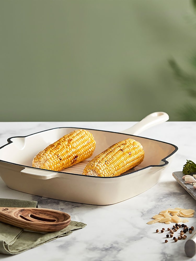 Barbary & Oak Cream 26cm Foundry Cast Iron Grill Pan - Image 1 of 8