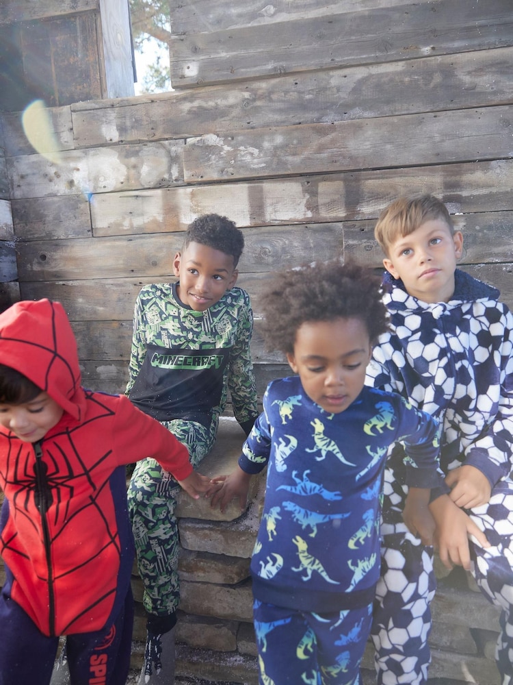 M&Co Blue Football Fleece Onesie - Image 3 of 3
