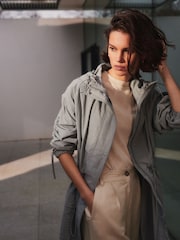 Grey Longline Shower Resistant Raincoat - Image 2 of 8
