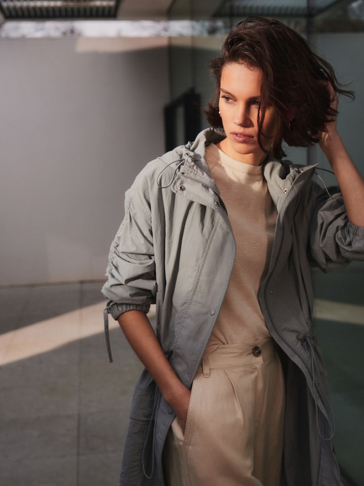 Grey Longline Shower Resistant Raincoat - Image 2 of 8