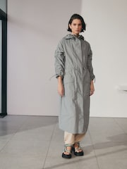Grey Longline Shower Resistant Raincoat - Image 3 of 8