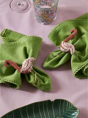 Nina Campbell Pink Hand Beaded Flamingo Napkin Rings - Image 1 of 4