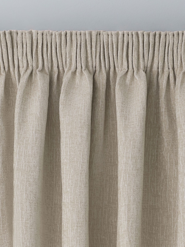 Natural Heavyweight Chenille Pencil Pleat Super Thermal Curtains - Image 6 of 7
