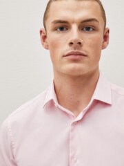 Pink Slim Fit Single Cuff Cotton Shirt - Image 3 of 6