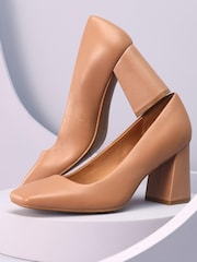 Camel Brown Forever Comfort® With Motionflex Square Toe Block Heel Shoes - Image 8 of 9