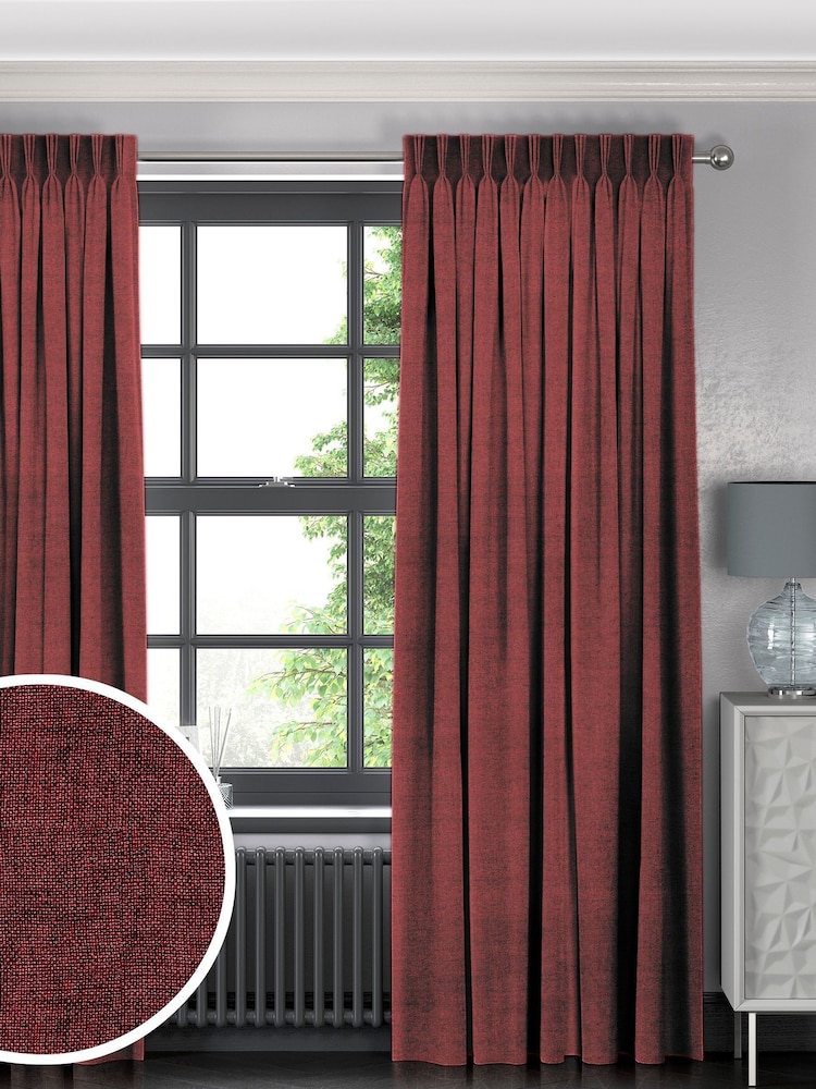 Crimson Red Burgundy Paso Made To Measure Curtains - Image 1 of 9
