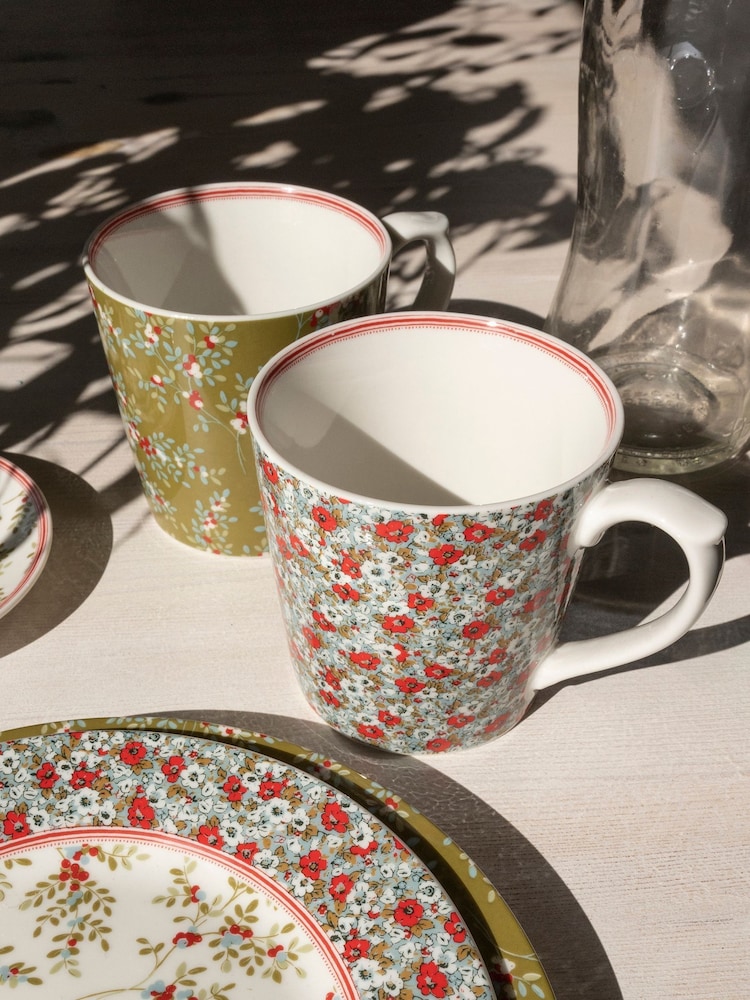Laura Ashley Set of 4 Green Stockbridge Green Mugs - Image 2 of 3