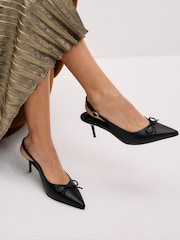 Black Forever Comfort Bow Slingback Heels - Image 1 of 7