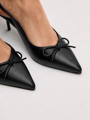 Black Forever Comfort Bow Slingback Heels - Image 2 of 7