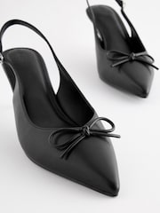 Black Forever Comfort Bow Slingback Heels - Image 3 of 7