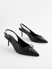 Black Forever Comfort Bow Slingback Heels - Image 4 of 7
