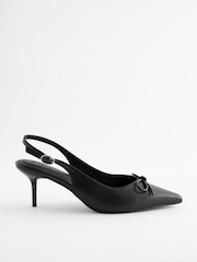 Black Forever Comfort Bow Slingback Heels - Image 5 of 7