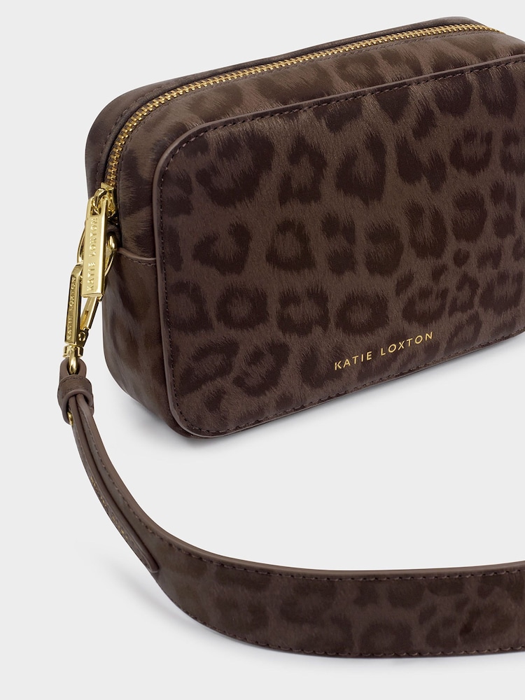 Katie Loxton Brown Suede Leopard Print Avery Leopard Small Cross-Body Bag - Image 2 of 4