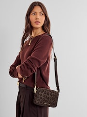 Katie Loxton Brown Suede Leopard Print Avery Leopard Small Cross-Body Bag - Image 4 of 4