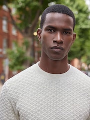 Bone Neutral Regular Knitted Smart Textured Jumper - Image 1 of 7