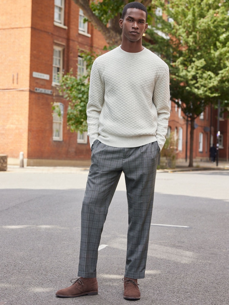 Bone Neutral Regular Knitted Smart Textured Jumper - Image 2 of 7
