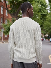 Bone Neutral Regular Knitted Smart Textured Jumper - Image 3 of 7