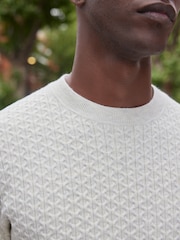 Bone Neutral Regular Knitted Smart Textured Jumper - Image 4 of 7