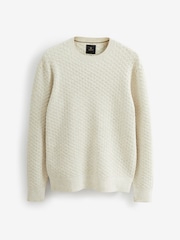 Bone Neutral Regular Knitted Smart Textured Jumper - Image 5 of 7