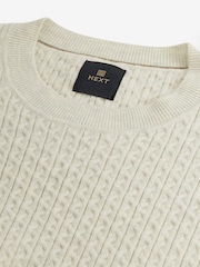 Bone Neutral Regular Knitted Smart Textured Jumper - Image 7 of 7