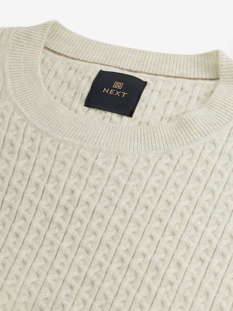 Bone Neutral Regular Knitted Smart Textured Jumper - Image 7 of 7