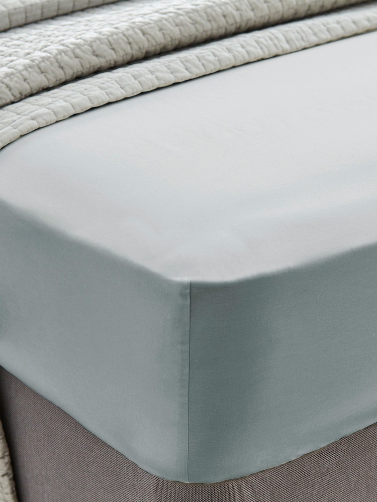 Laura Ashley Pale Seaspray Blue 400 Thread Count 100% Cotton Fitted Sheet - Image 1 of 1