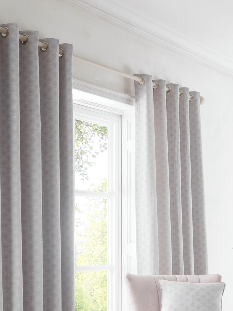 D&D Silver Tiffany Eyelet Curtains - Image 1 of 3