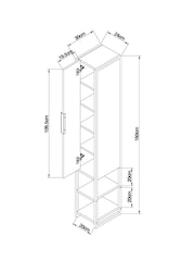 Natural Bronx Tall Boy Shelf Mirrored Storage Unit - Image 4 of 7