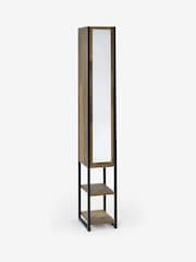Natural Bronx Tall Boy Shelf Mirrored Storage Unit - Image 6 of 7