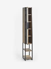 Natural Bronx Tall Boy Shelf Mirrored Storage Unit - Image 7 of 7