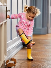 Желтый - JoJo Maman Bébé Contrast Trim Lined Wellies - Image 2 of 3
