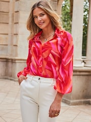 Sosandar Red Blouson Sleeve Shirt - Image 3 of 5