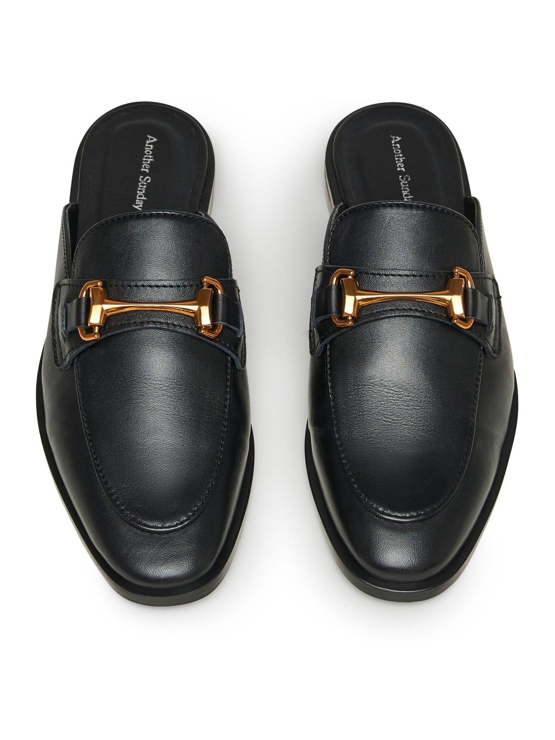 Buy Another Sunday Slip On Black Loafers With Gold Buckle Detail from Next Luxembourg