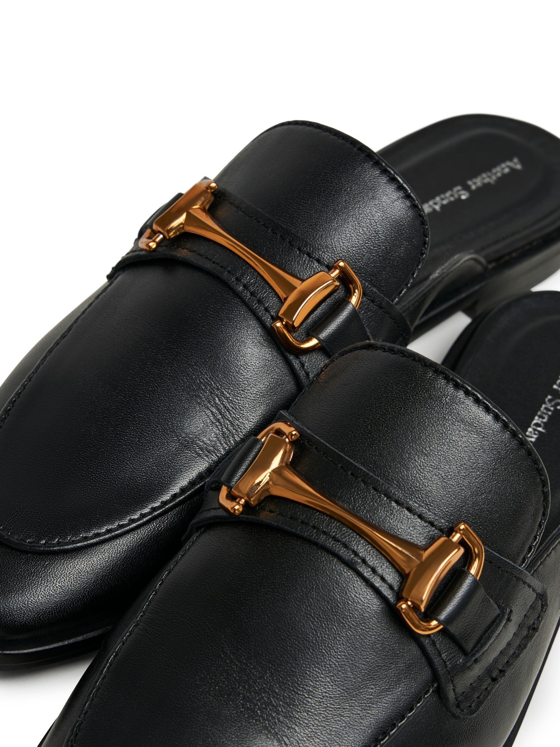 Buy Another Sunday Slip On Black Loafers With Gold Buckle Detail from Next Luxembourg