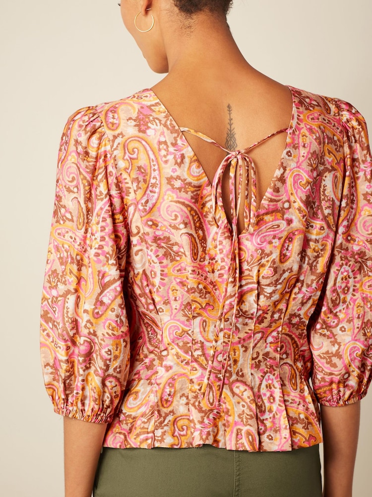 Cream Paisley Print Pintuck Detail Blouse - Image 2 of 5