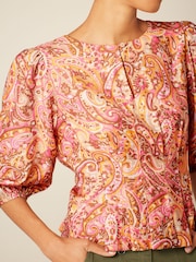 Cream Paisley Print Pintuck Detail Blouse - Image 3 of 5