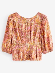 Cream Paisley Print Pintuck Detail Blouse - Image 5 of 5